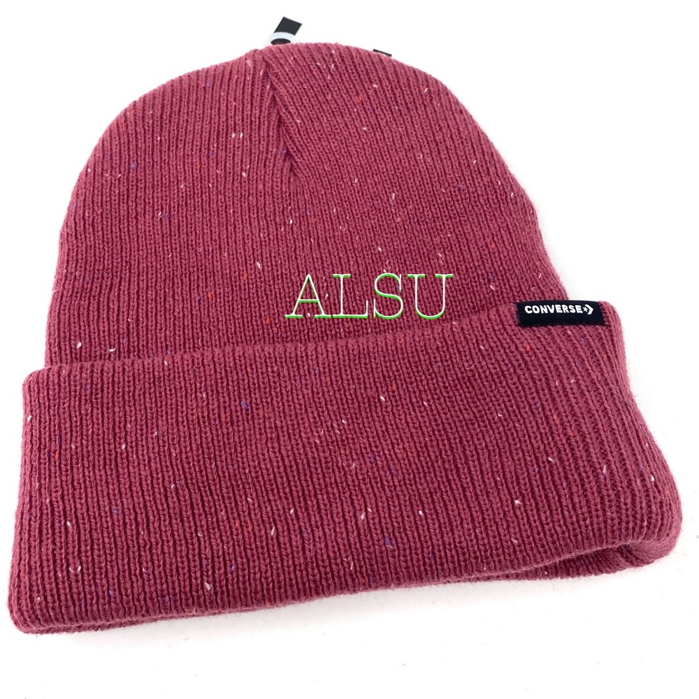 💖MEGA SALE💖Converse ! Speckled Cuffed Womens Beanie Hat Wine 10018019-A01 - Picture 3 of 6